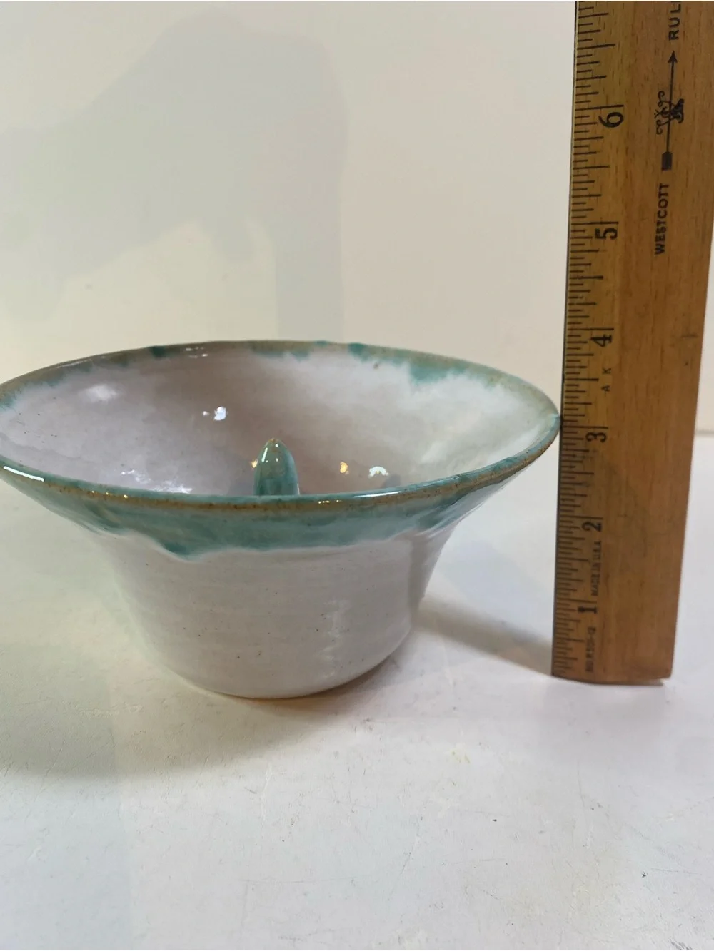 A.R. Britt Pottery Green Drip Glaze Juicer Apple Baker Handmade North Carolina